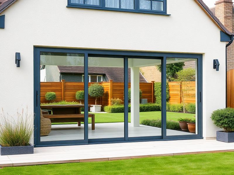 Aluminium sliding doors opening to garden